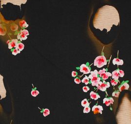 Bavlněný úplet květy černý