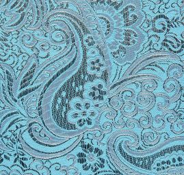 Brokát lamé paisley motiv tyrkysovostříbrný