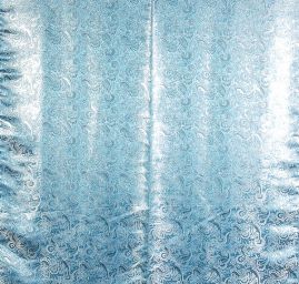 Brokát lamé paisley motiv tyrkysovostříbrný