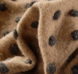 Vařená vlna art textil vzor puntíků šedá/béžová