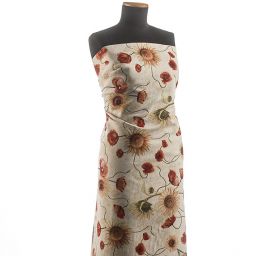 Dekorační látka se vzorem vlčích máků a slunečnic