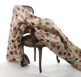 Dekorační látka se vzorem vlčích máků a slunečnic