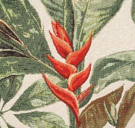 Dekorační látka se vzorem tropických květů a tukana