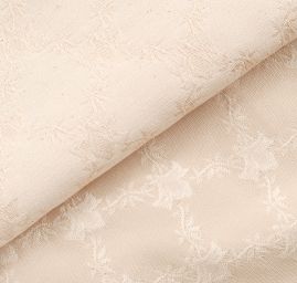 Žakárová látka vzor větvičky/lístky krémová