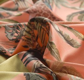 Satén s originálním potiskem Marlen losos