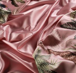 Satén originální tisk Marlen růžový-bordura