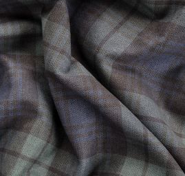 Potahová žinylková látka tisk šedomodrý tartan