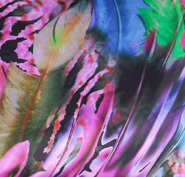 Satén koláž zvířecí motivy růžová/zelená/tyrkysová