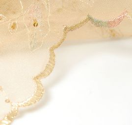 Krajka vyšívaná na tylu s aplikacemi 