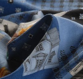 Viskozová šatovka vzor patchwork modrá