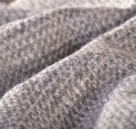 Tweedové látka na kabát obojstranná šedobiela