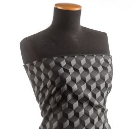 Dekorační látka žakár artdecový vzor černošedá