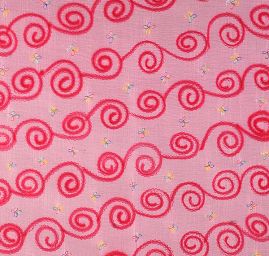 Krep šifon výšivka velká spirála růžová II.jakost