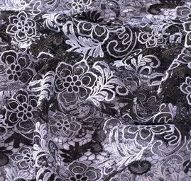 Efektní krajka na tylu motiv květů bílá/černá