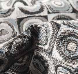 Dekorační látka čtverce a kruhy malé, černobílé