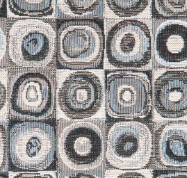 Dekorační látka čtverce a kruhy malé, černobílé