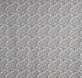 Dekorační látka čtverce a kruhy malé, černobílé