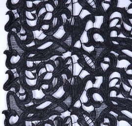 Efektní hrubá krajka květinový vzor v černé barvě