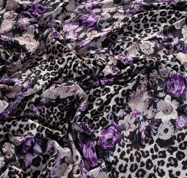 Úplet tlač zvierací motív / kvety fialový