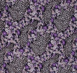 Úplet tlač zvierací motív / kvety fialový