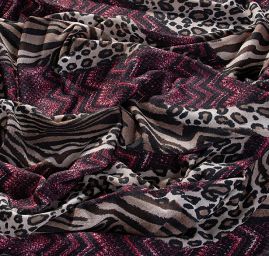 Úplet tisk zvířecí motiv/vlnky vínový