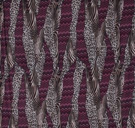 Úplet tisk zvířecí motiv/vlnky vínový