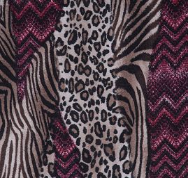Úplet tisk zvířecí motiv/vlnky vínový