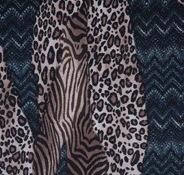 Úplet tisk zvířecí motiv/vlnky tm. zelený