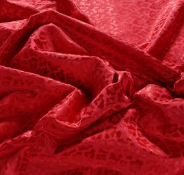 Žakárová látka bavlna směs zvířecí motiv červená