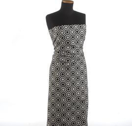 Dekorační látka retro vzor čtverce a kruhy černé/bílé