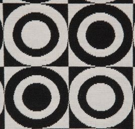 Dekorační látka retro vzor čtverce a kruhy černé/bílé