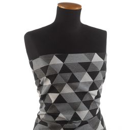 Dekorační látka retro vzor trojúhelníky bílé/černé