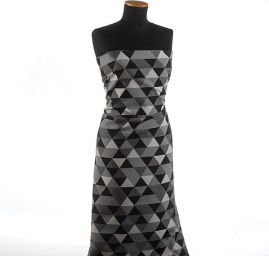 Dekorační látka retro vzor trojúhelníky bílé/černé