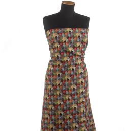 Dekorační látka retro vzor barevné trojúhelníky