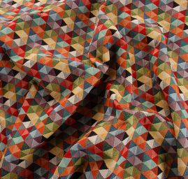 Dekorační látka retro vzor barevné trojúhelníky