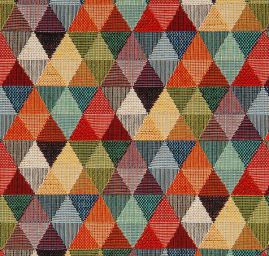 Dekorační látka retro vzor barevné trojúhelníky