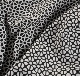 Dekorační látka retro vzor mozaika černá/bílá