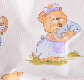 Bavlněná látak tisk medvídci/proužek modrý