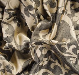 Žakárová látka imitace hedvábí ornament béžová