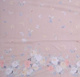 Hedvábný habutai tisk motýlci/květy