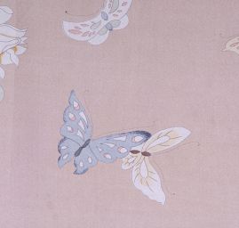 Hedvábný habutai tisk motýlci/květy