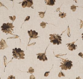 Lněná látka tisk květinový motiv
