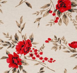 Lněná látka tisk květinový motiv 