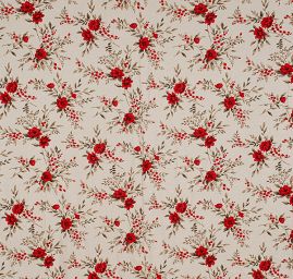 Lněná látka tisk květinový motiv 