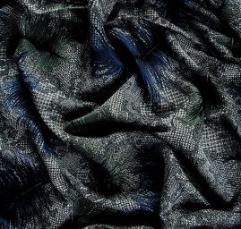 Bavlněné plátno tisk modrá a zelená pírka