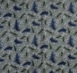 Bavlněné plátno tisk modrá a zelená pírka