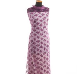 Pružná krajka motiv květů fialovorůžová