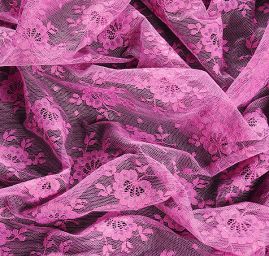 Pružná krajka motiv květů fialovorůžová