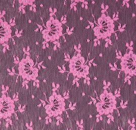 Pružná krajka motiv květů fialovorůžová
