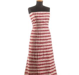 Lněná látka tisk motiv proužky/kostky